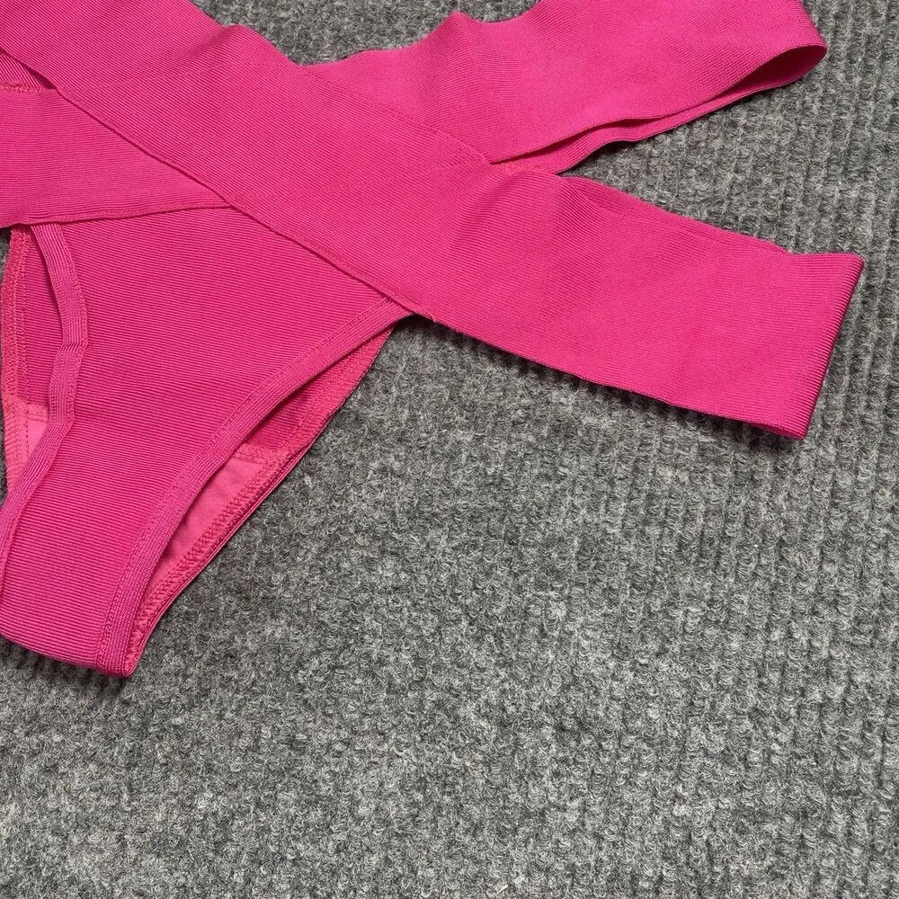 Skims Size 2X Knit Swim Strappy Bikini Bottom Magenta (SW-BIK-0165) NEW